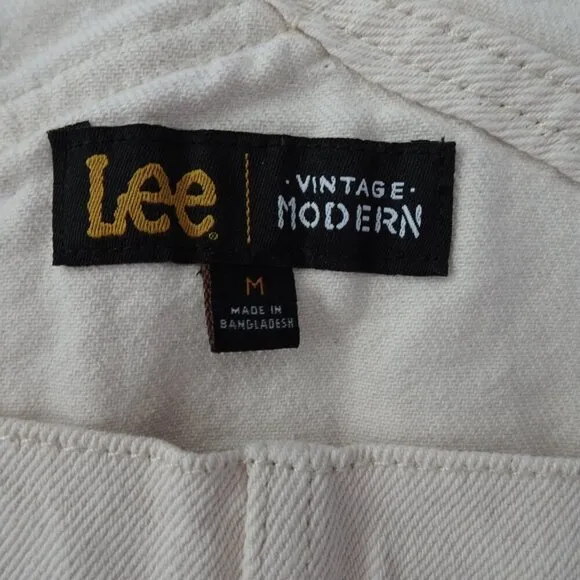 Lee Short Overalls Shortalls Women's Size M Beige Denim Romper Coveralls