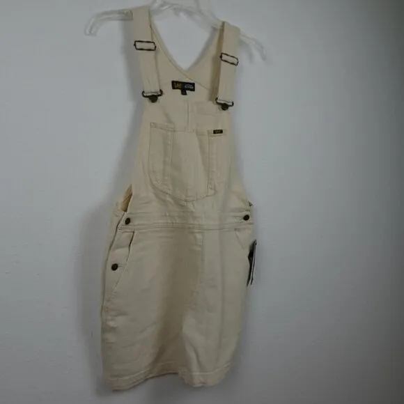 Lee Short Overalls Shortalls Women's Size M Beige Denim Romper Coveralls