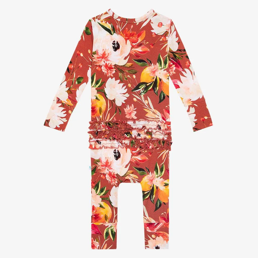 Leonora Long Sleeve Ruffled Henley Romper