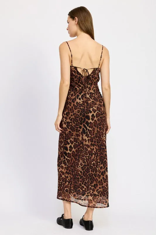 Leopard Chiffon Maxi Dress