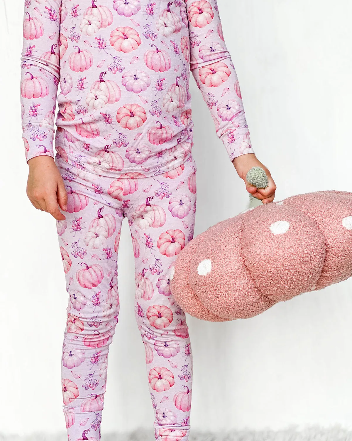 Lev Baby Autumn Pink Pumpkin Toddler Lounge  Long Sleeve Two Piece Jammies Pajamas