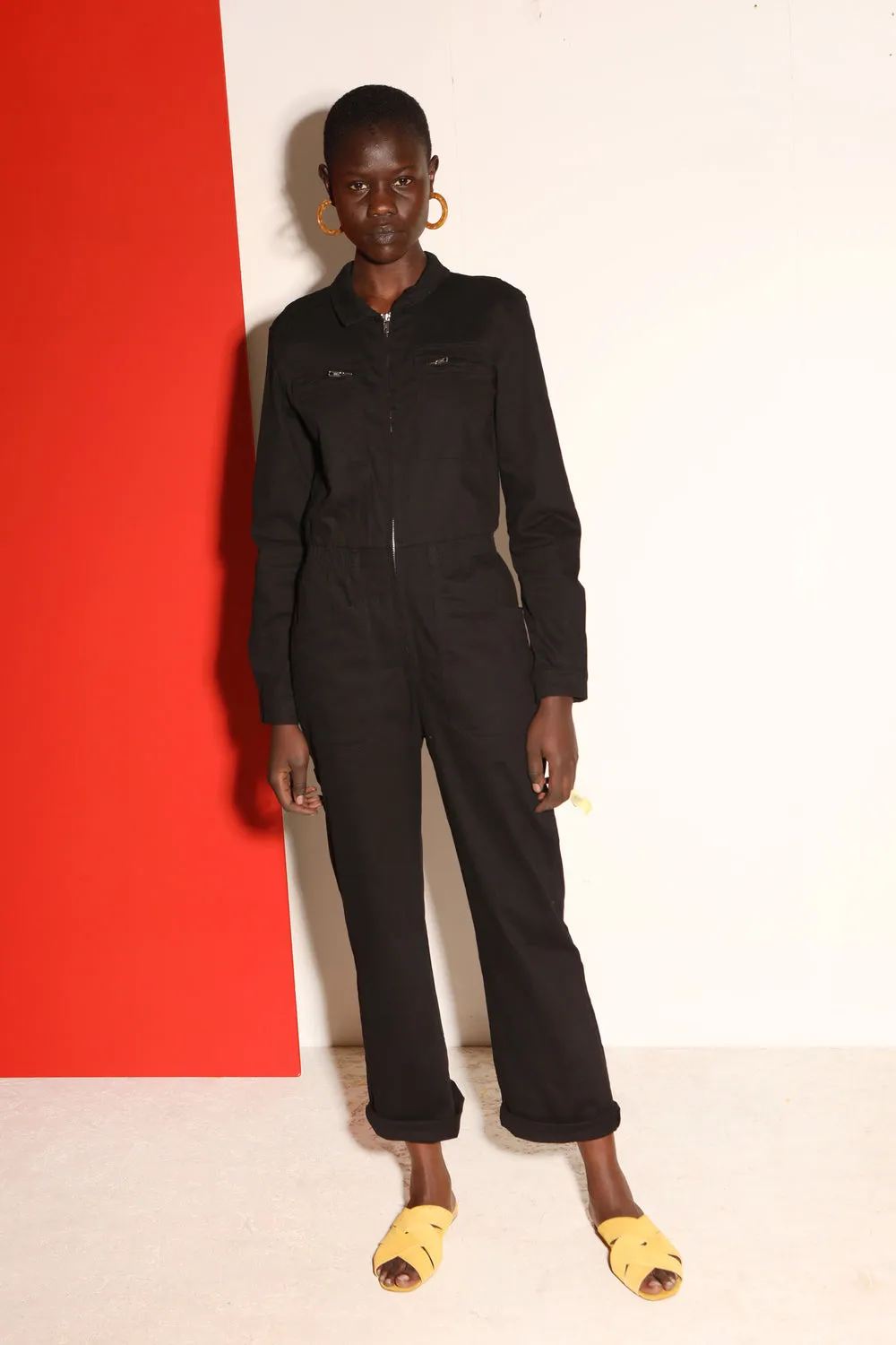 L.F.Markey Danny Longsleeve Stretch Drill Boilersuit Black