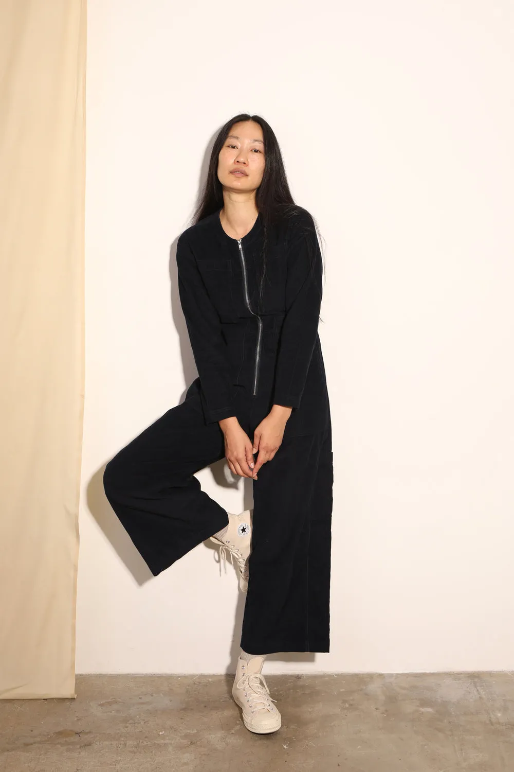 L.F.Markey Felix Corduroy Boilersuit Navy