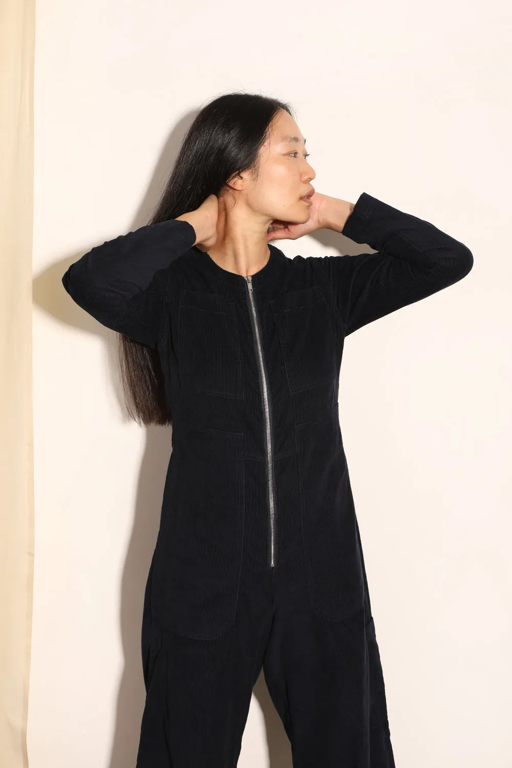L.F.Markey Felix Corduroy Boilersuit Navy