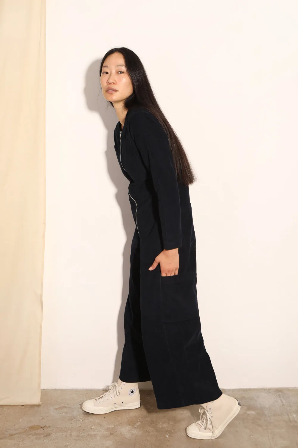 L.F.Markey Felix Corduroy Boilersuit Navy