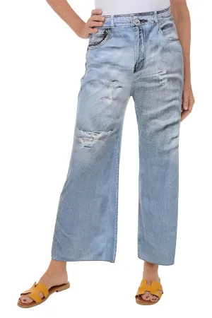 Light Denim Printed Palazzo Pant