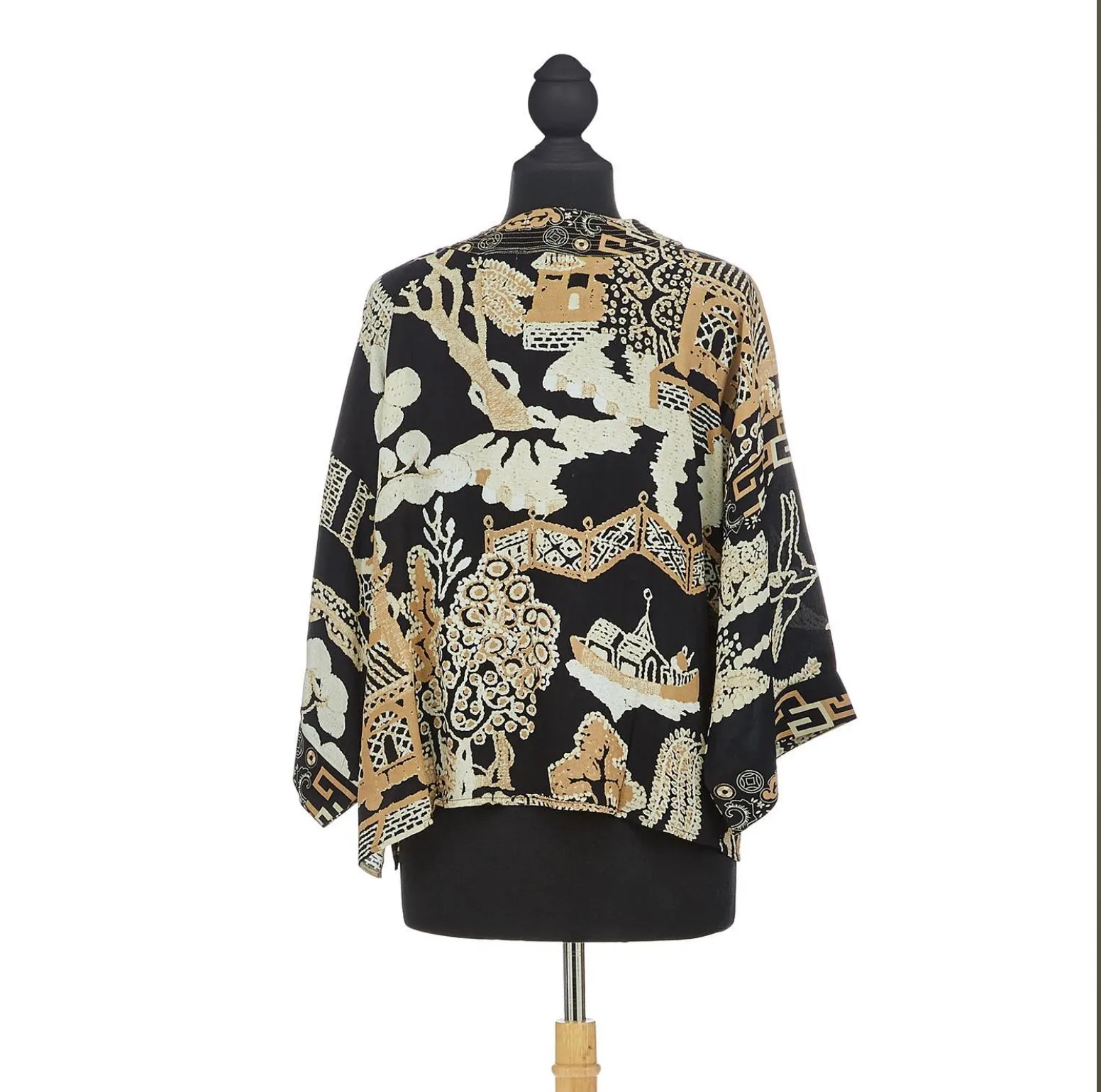 Lightweight Short Kimono - Giant Willow Black