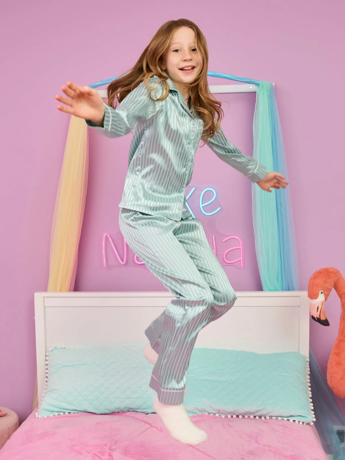 Like Nastya Minty Magic Satin Pajama Set