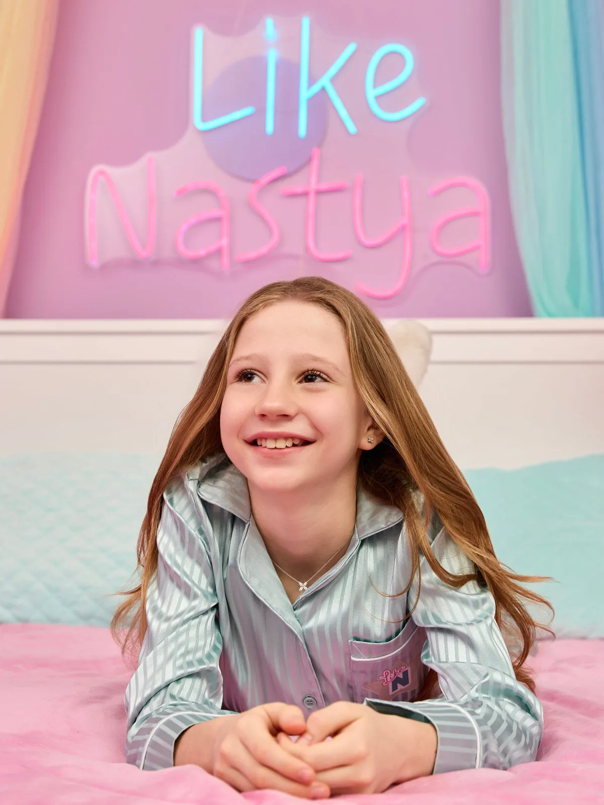 Like Nastya Minty Magic Satin Pajama Set