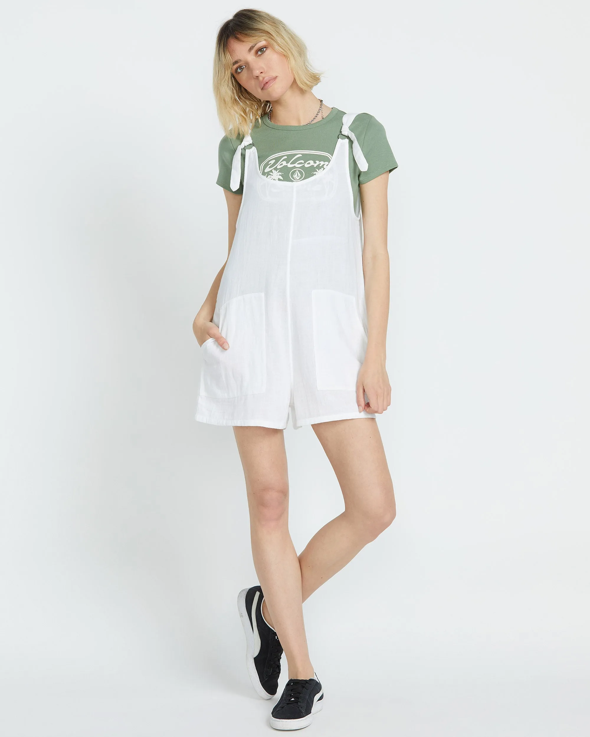 Lil Tie Strap Romper - WHITE