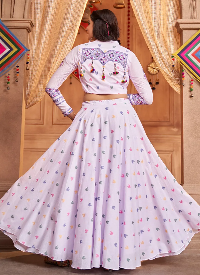 Lilac Purple Kutchi Embroidered Rajwadi Chaniya Choli