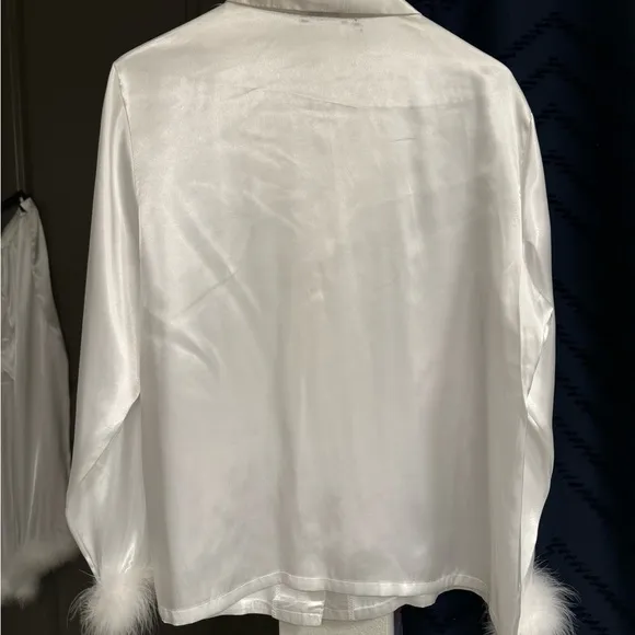 Linea Donatella's Marabou Satin Pajamas worn once  and Dry Cleaned