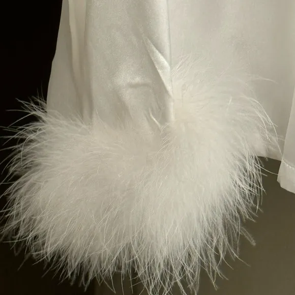 Linea Donatella's Marabou Satin Pajamas worn once  and Dry Cleaned