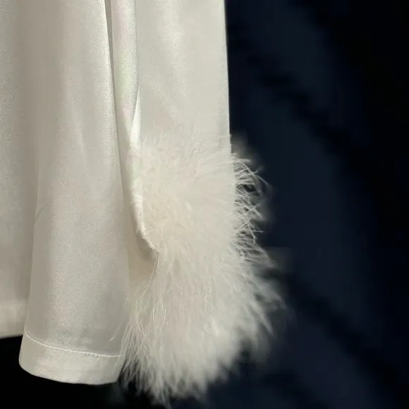 Linea Donatella's Marabou Satin Pajamas worn once  and Dry Cleaned
