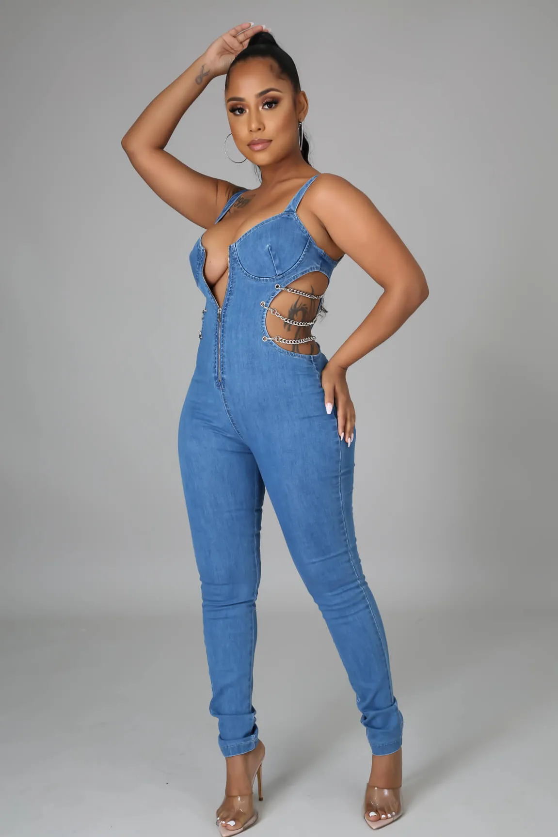 Link Up Denim Jumpsuit
