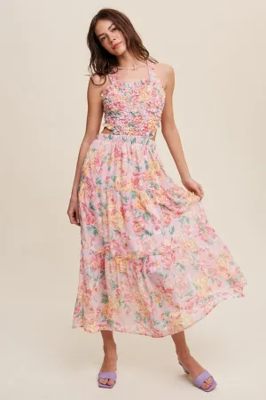 Listicle Floral Bubble Textured Two-Piece Style Maxi Dress