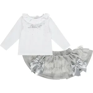 LITTLE A - Freida Lurex Skirt Set - White
