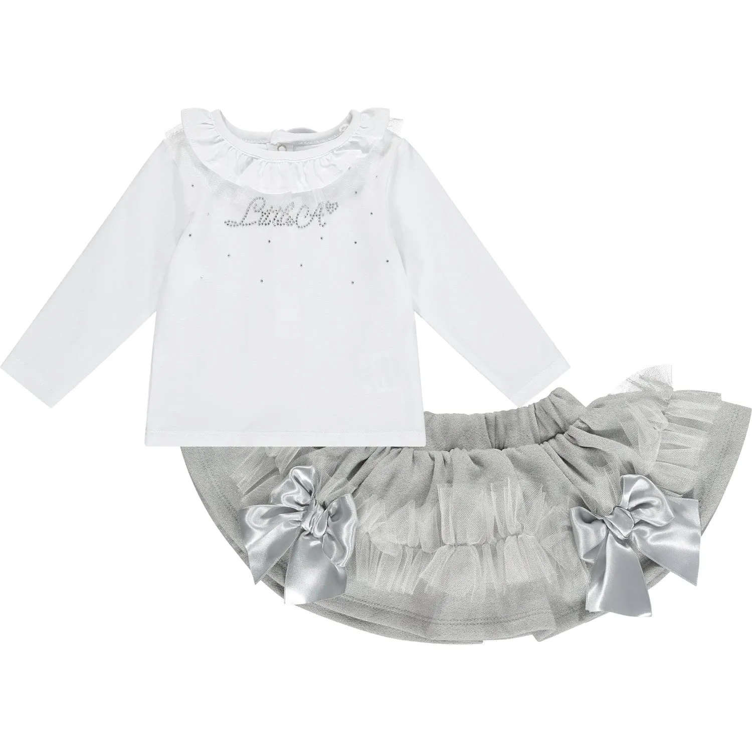 LITTLE A - Freida Lurex Skirt Set - White