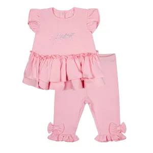 LITTLE A - Jackie Pastel Hearts Frill Legging Set - Pink