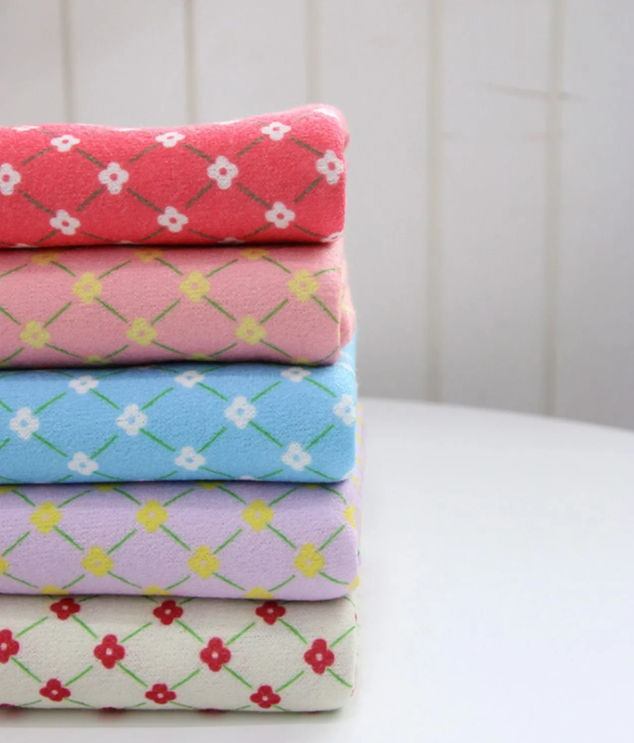Little Four Petal Flowers Polyester Knit Fabric - In 5 Colors- 57 Inches Wide - By the Yard / 54508