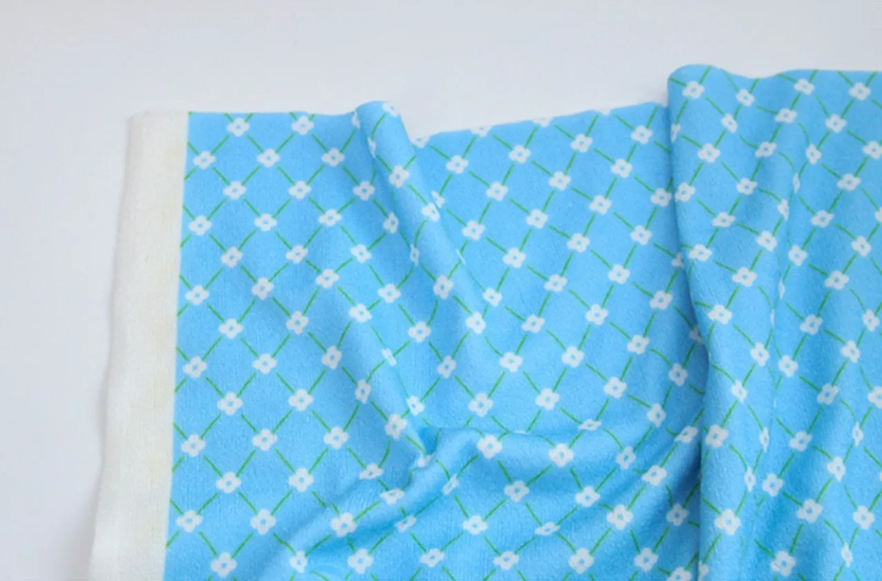 Little Four Petal Flowers Polyester Knit Fabric - In 5 Colors- 57 Inches Wide - By the Yard / 54508