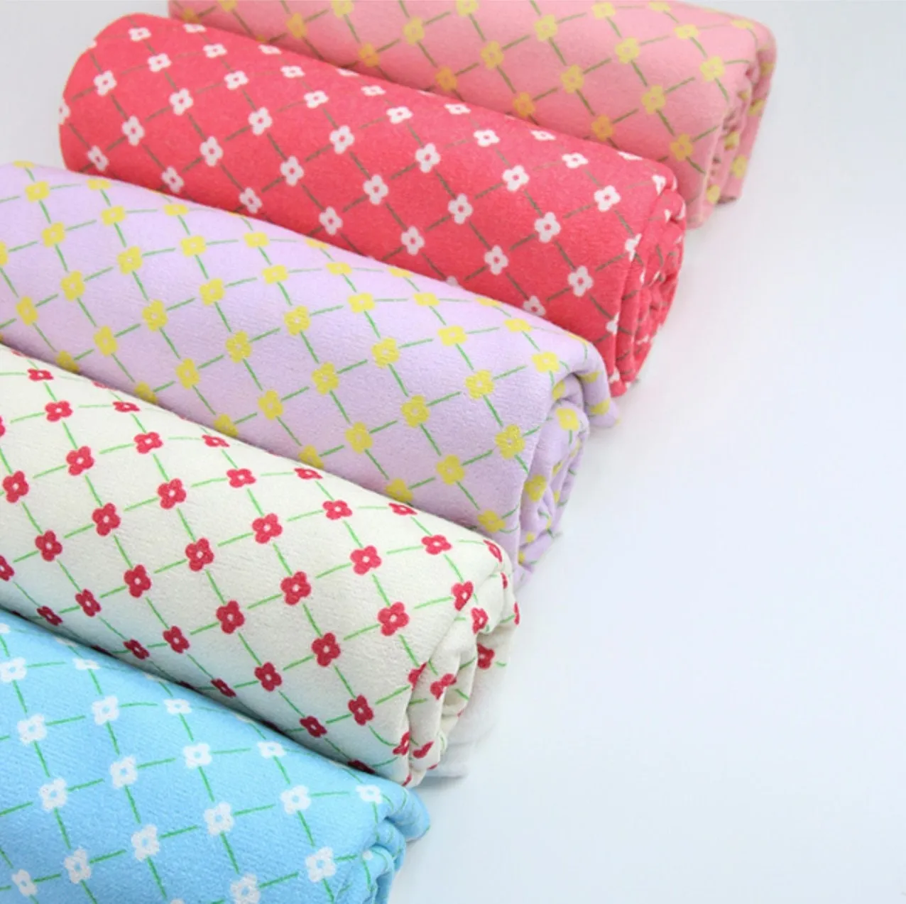 Little Four Petal Flowers Polyester Knit Fabric - In 5 Colors- 57 Inches Wide - By the Yard / 54508