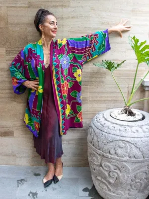 Little Girl Found Silk Crepe Kimono - Tropicana