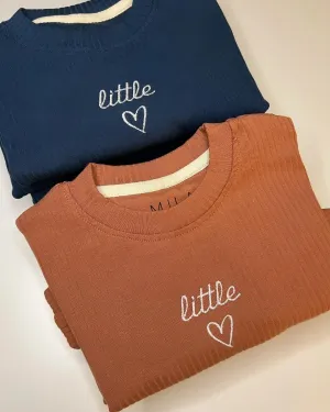 ‘Little Love’ Embroidered Ribbed Bubble Rompers