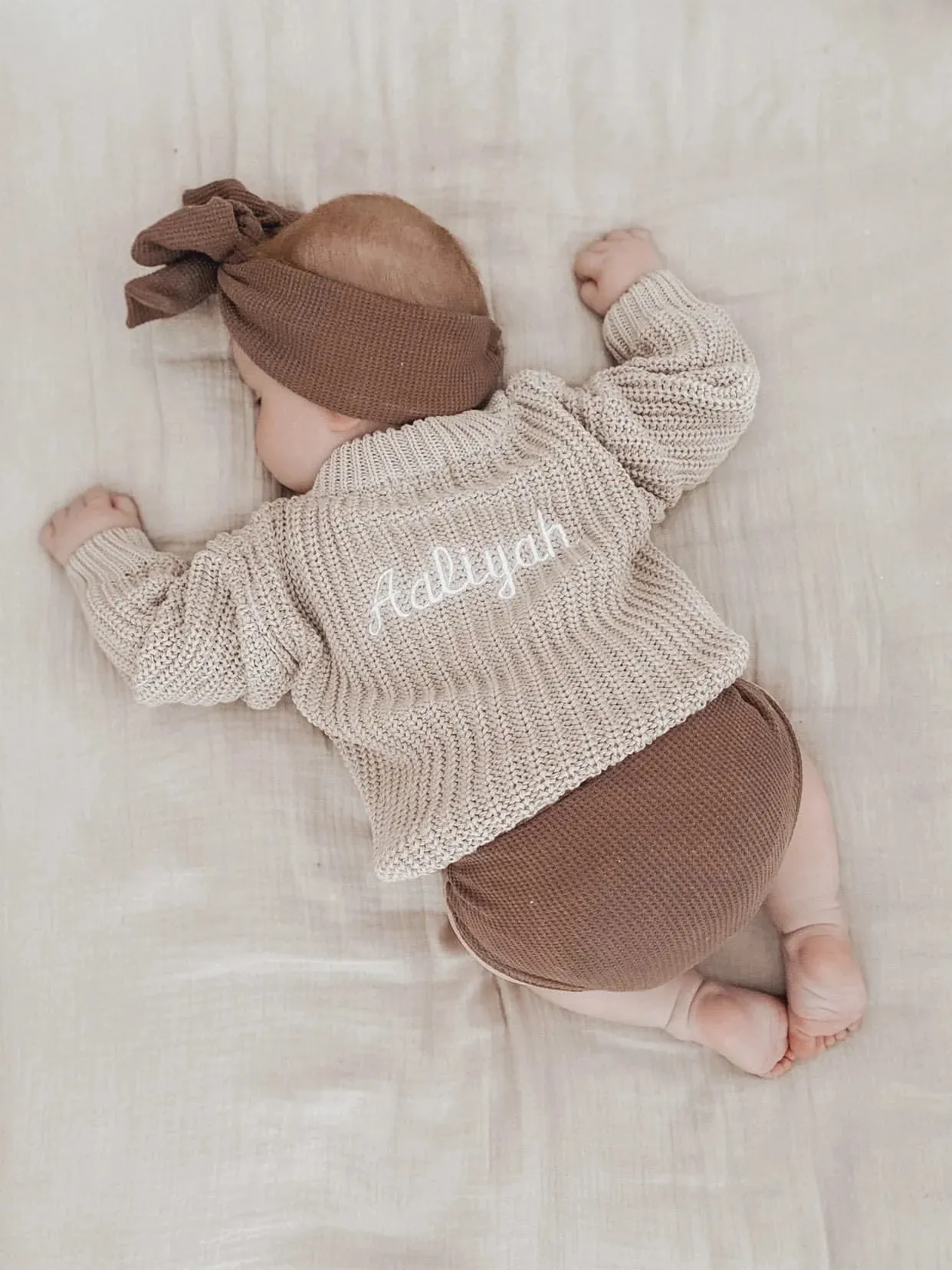 Little Zemi - Knit Jumper Sand | Personalised (Pre-Order)