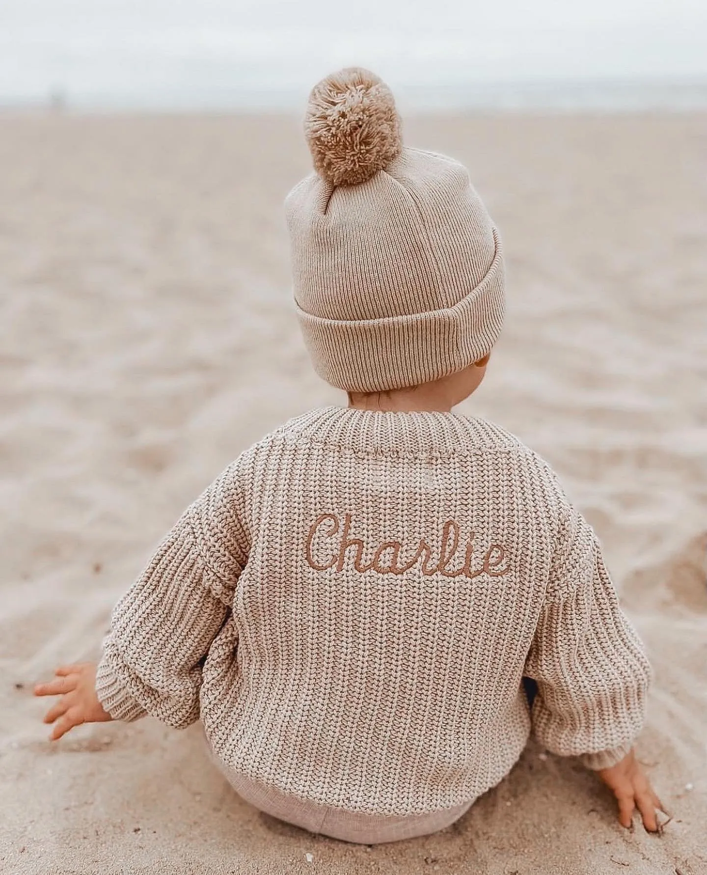 Little Zemi - Knit Jumper Sand | Personalised (Pre-Order)