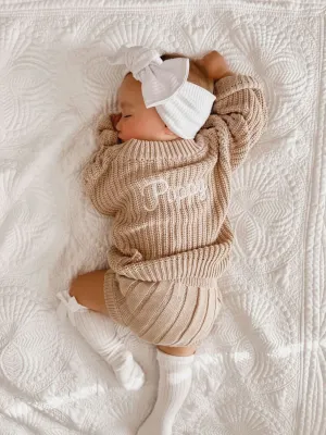 Little Zemi - Knit Jumper Sand | Personalised (Pre-Order)