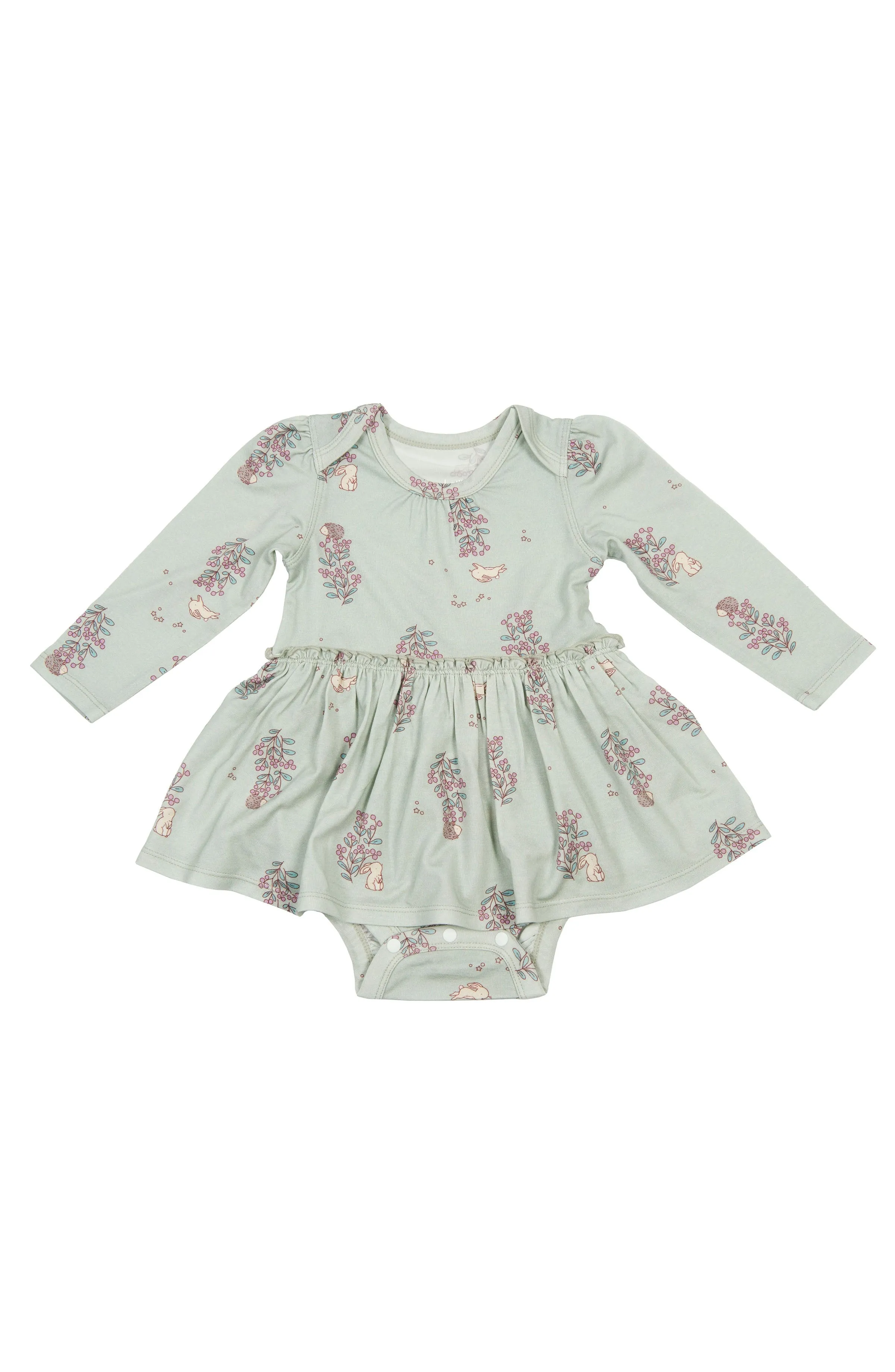 Long Sleeve Bodysuit Dress - Hedgehog Forest