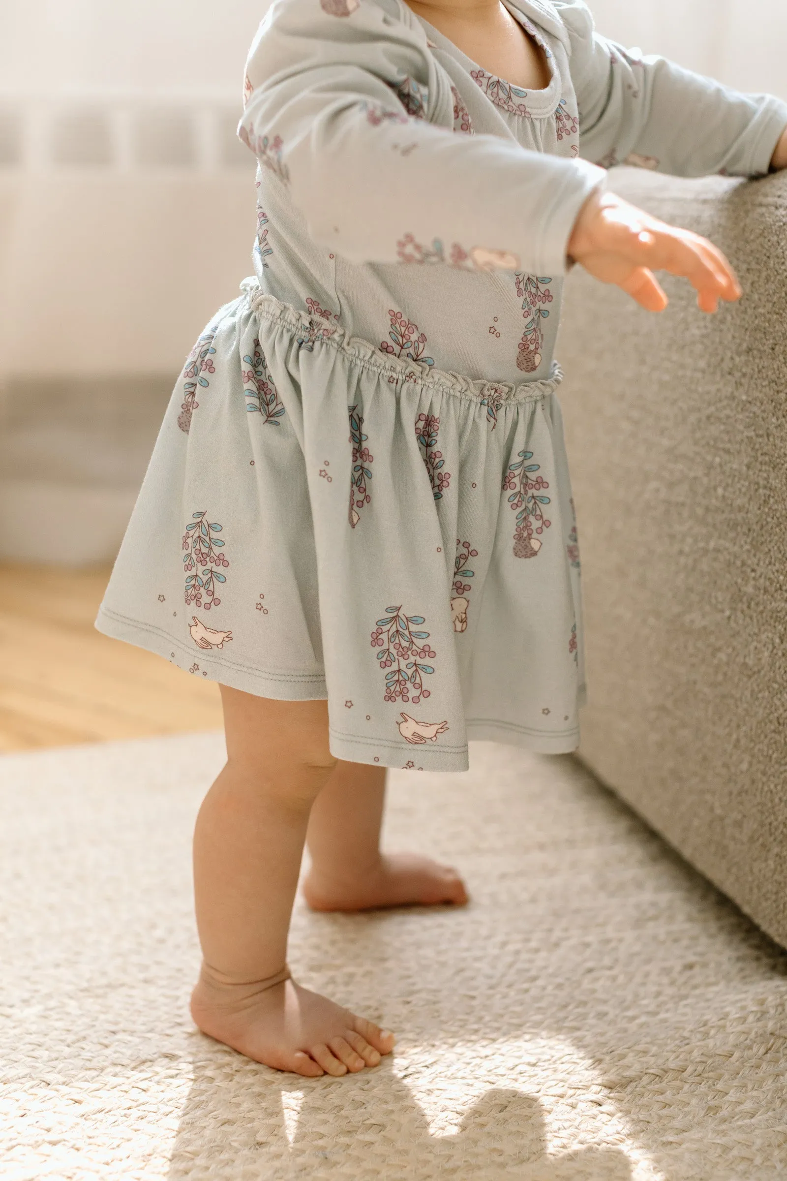 Long Sleeve Bodysuit Dress - Hedgehog Forest