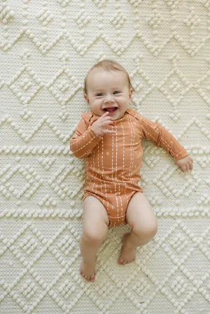 Long Sleeve Bodysuit - Rust Geo