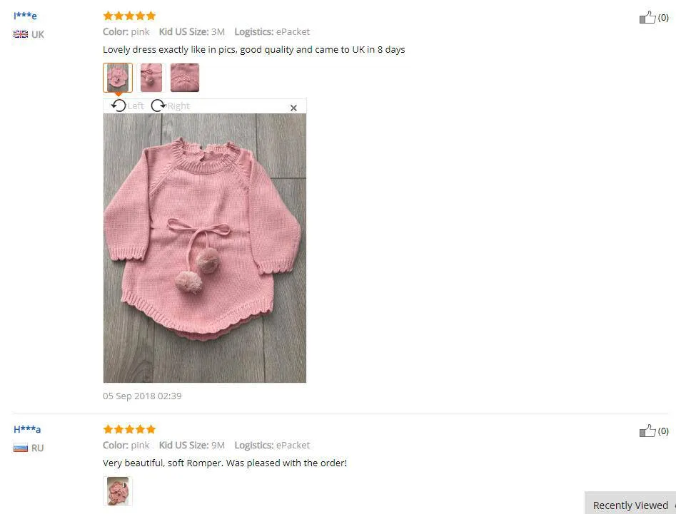 Long Sleeve Cotton Knitted Baby Girls Jumpsuit - White, Pink