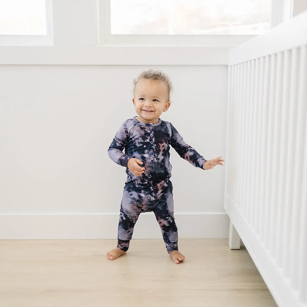 Long Sleeve Effortless Bamboo Romper - Stone Tie Dye