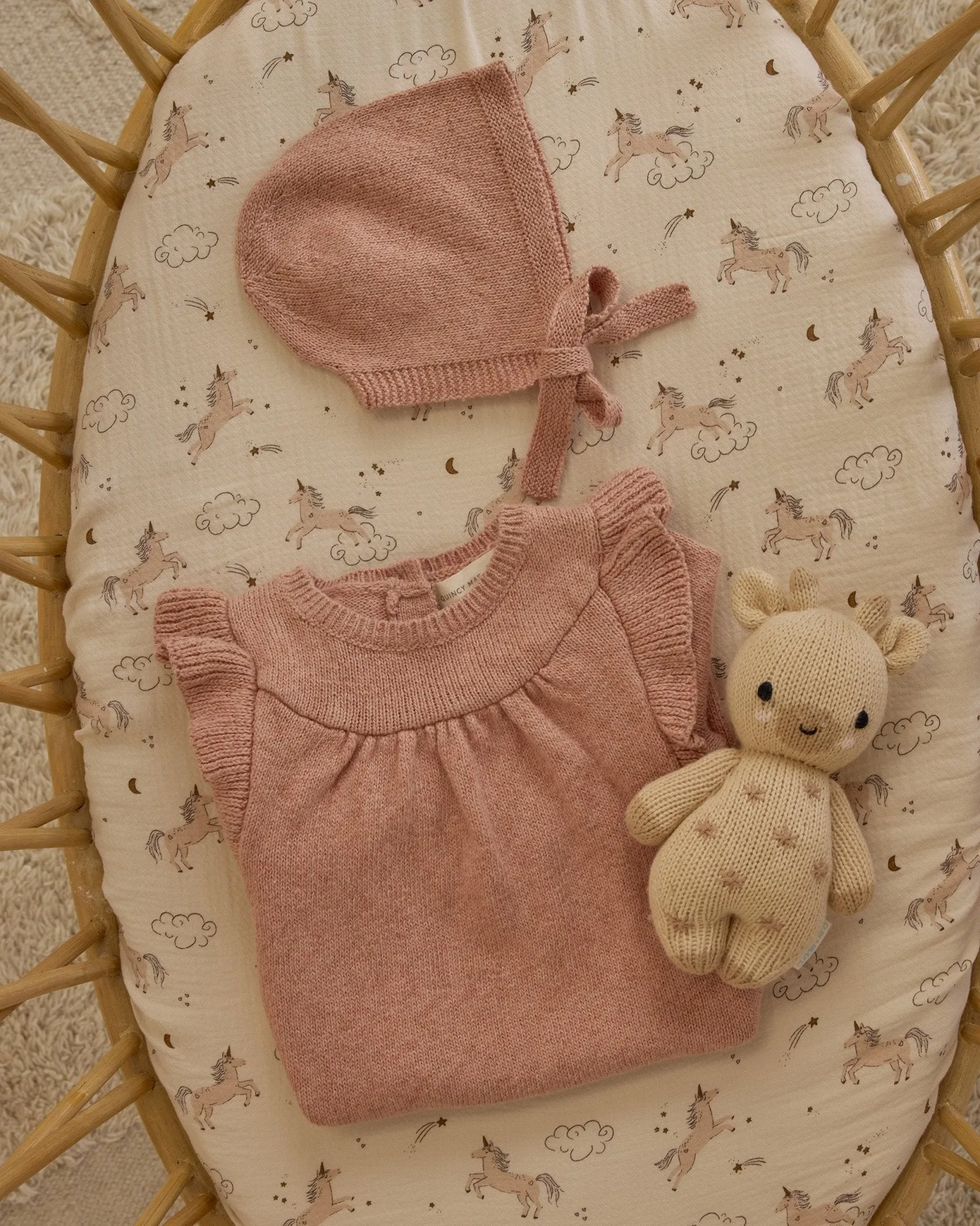 Long Sleeve Mira Knit Romper || Heathered Rose