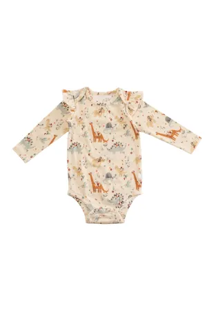 Long Sleeve Ruffle Bodysuit - Baby Dinomite