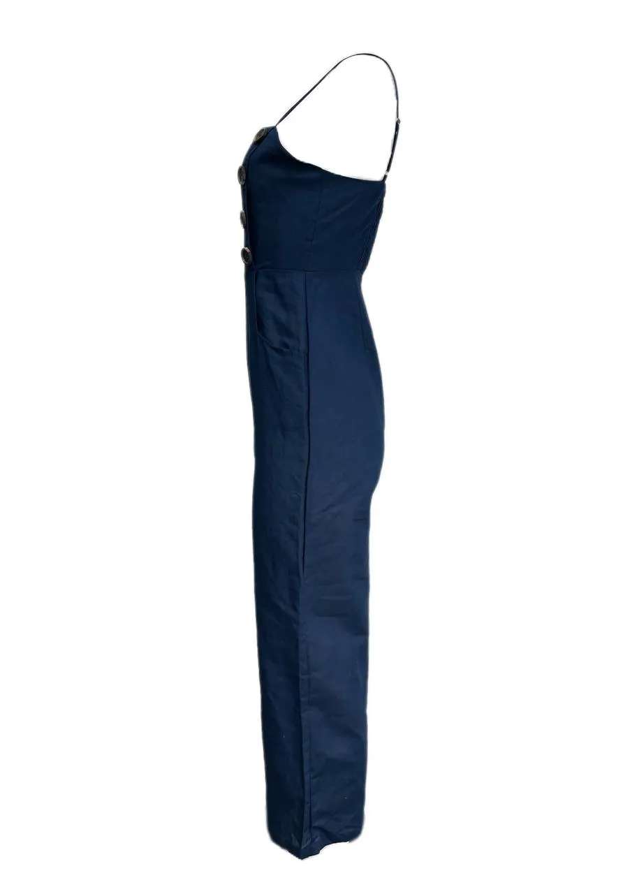 LOST IN LUNAR Women's Navy Luca Linen Blend Pantsuit NWT