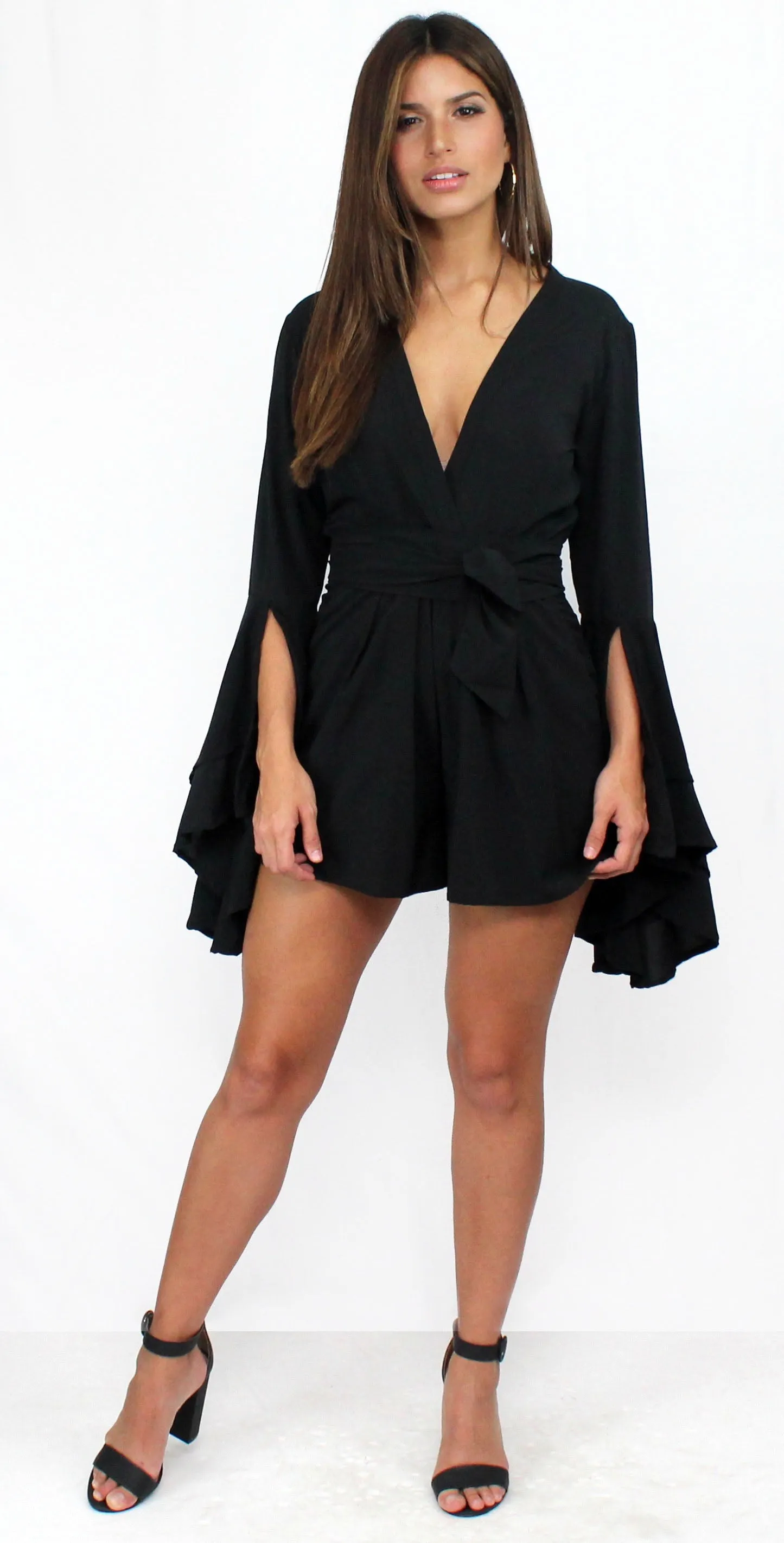 Love Ruffles Sleeves in Black Romper
