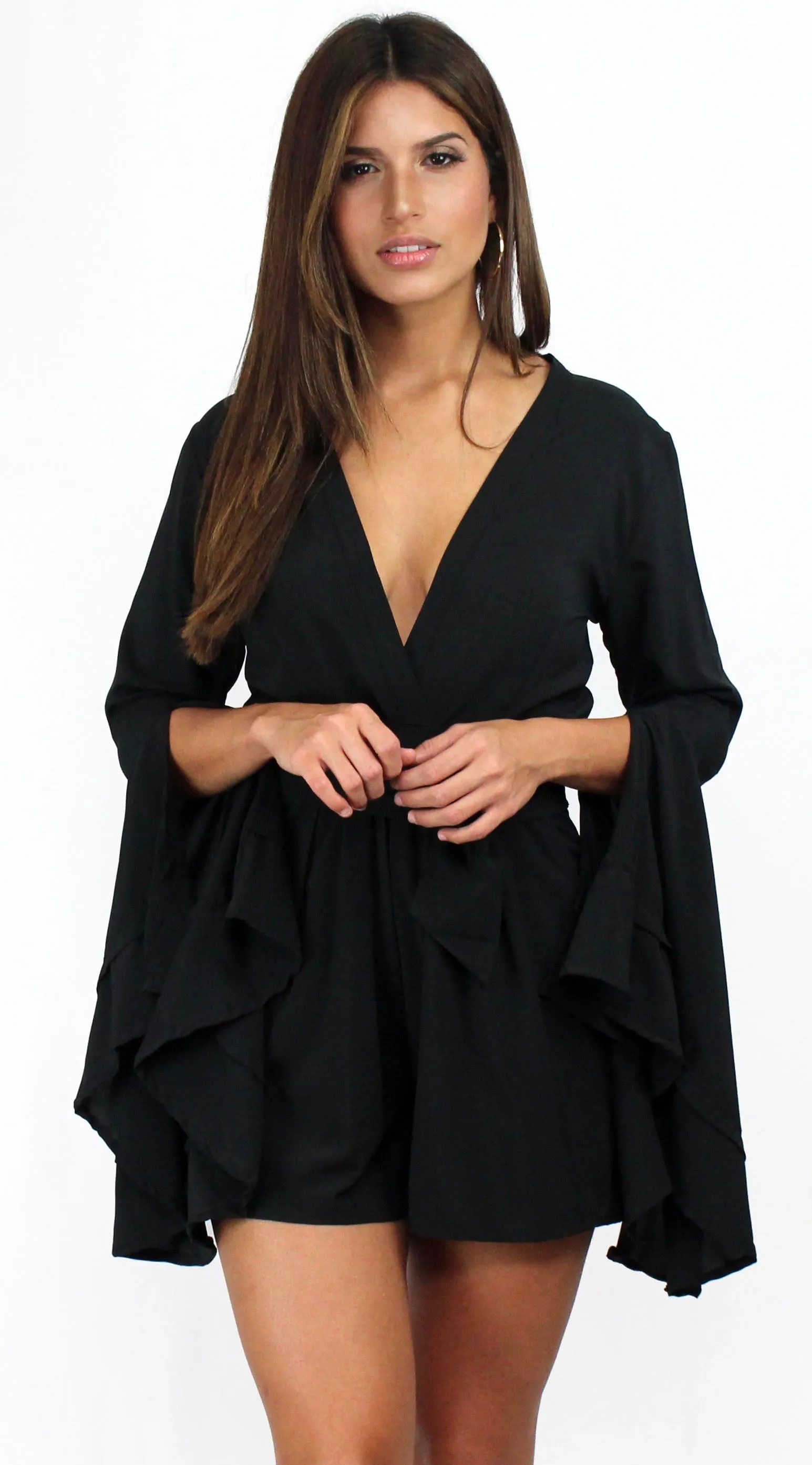Love Ruffles Sleeves in Black Romper