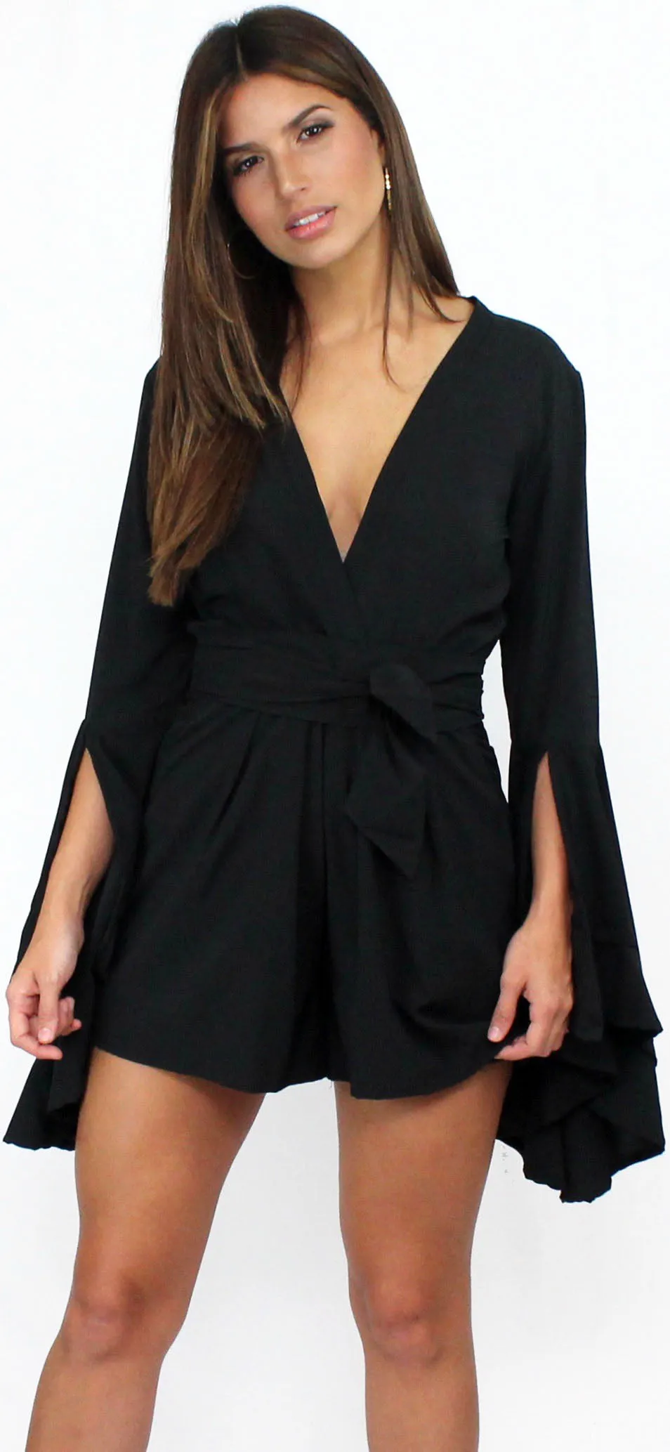 Love Ruffles Sleeves in Black Romper