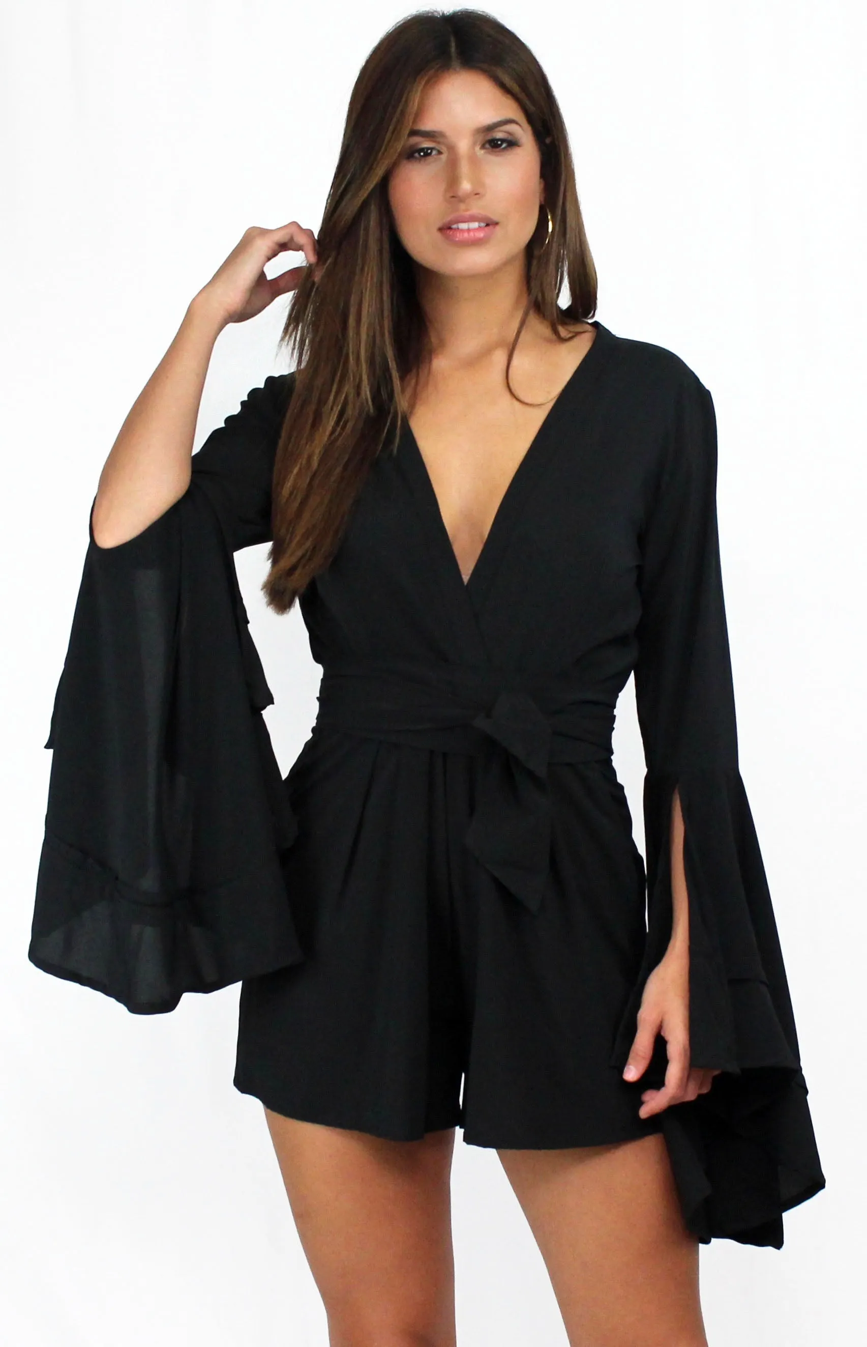 Love Ruffles Sleeves in Black Romper