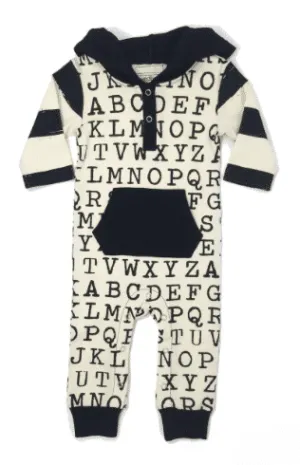 L'ovedbaby "Make a Statement" Organic Long Sleeve Romper--Beige Alphabet