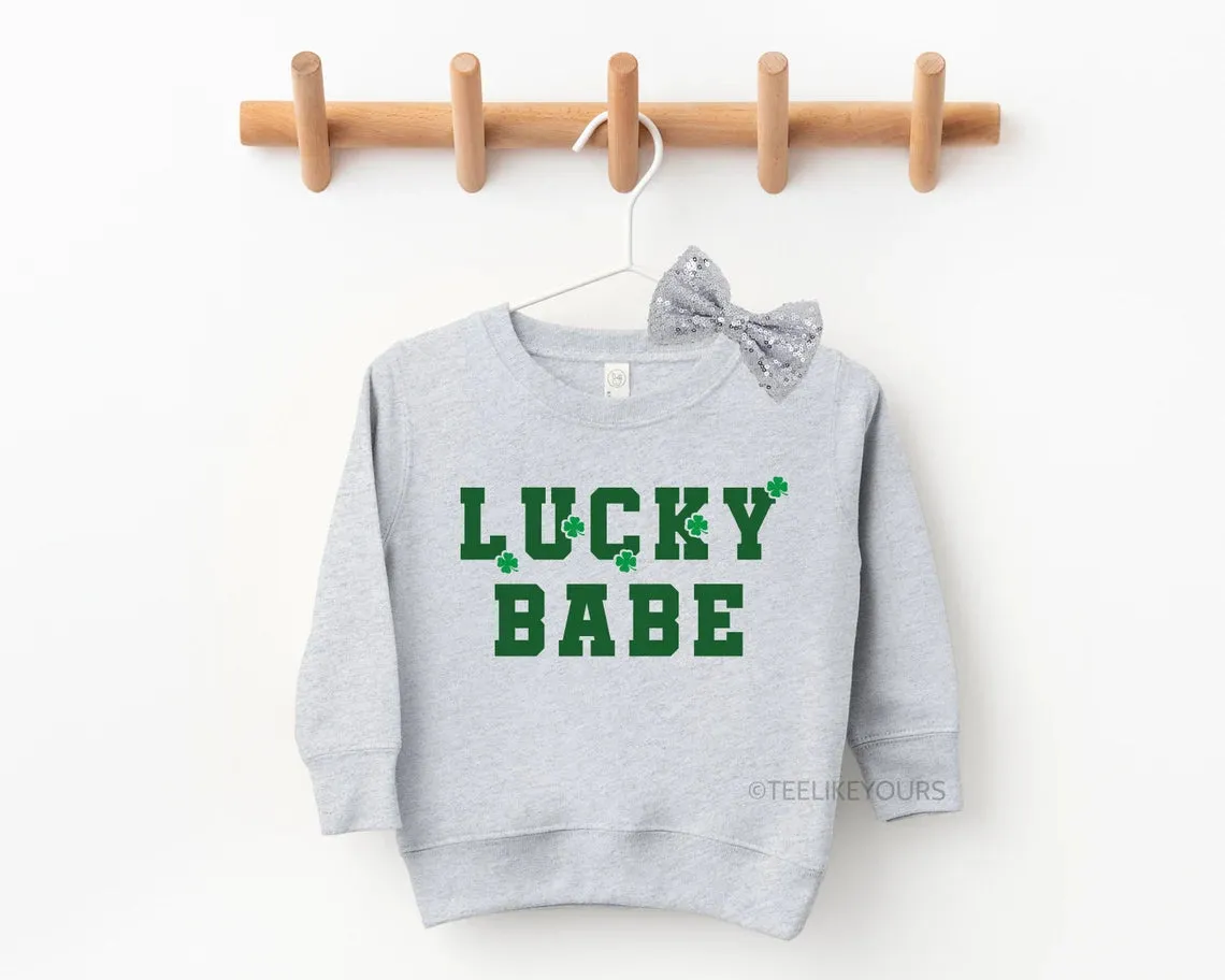 Lucky Dad & Lucky Babe St Patricks Sweater. Matching Daddy and Me Outfit, Shamrock Baby Girl Onesie, Dad and Baby St Patricks Day Sweater