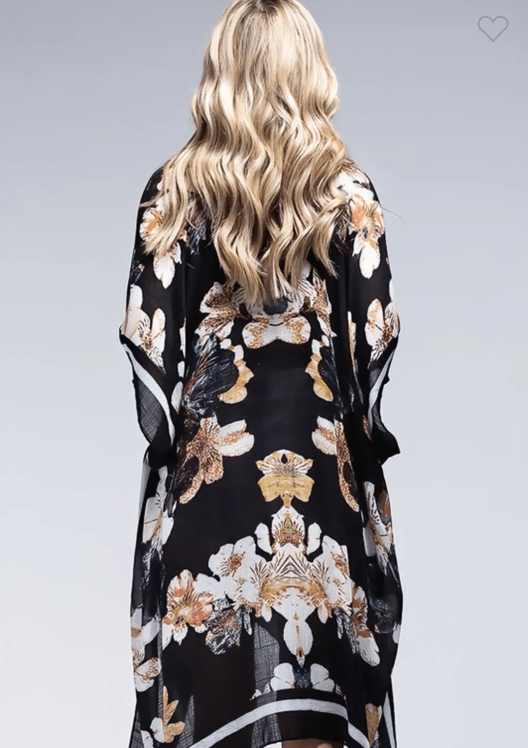 Lucy Floral Print Kimono in Black Neutrals