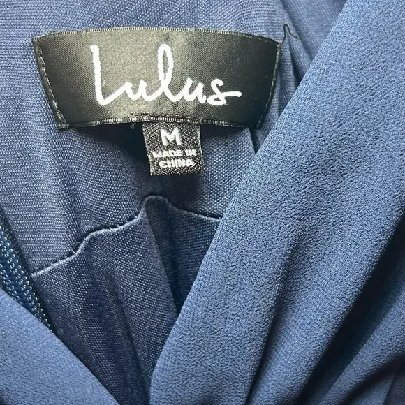 LULUS Thoughts of Hue Navy Blue Surplice Maxi Dress- Size Medium