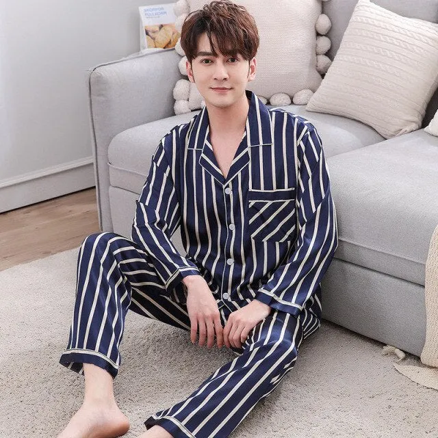 Luxury Pajama suit Satin Silk Pajamas Sets Couple Sleepwear Family Pijama Lover Night Suit Men & Women Casual Home Clothing