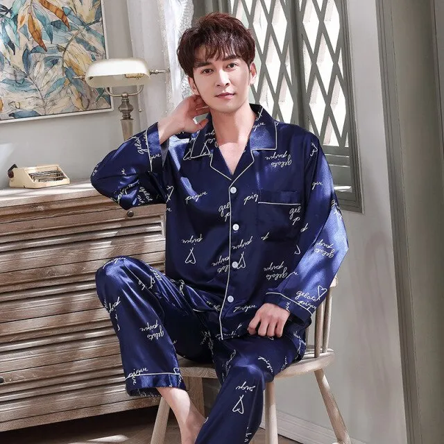 Luxury Pajama suit Satin Silk Pajamas Sets Couple Sleepwear Family Pijama Lover Night Suit Men & Women Casual Home Clothing