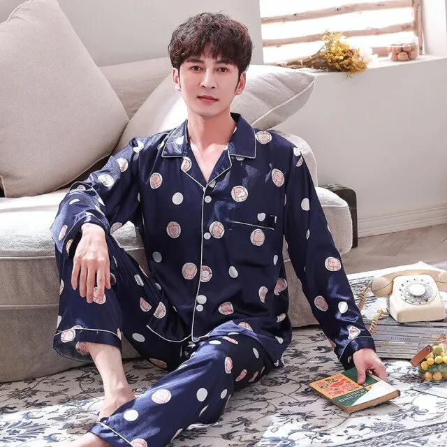Luxury Pajama suit Satin Silk Pajamas Sets Couple Sleepwear Family Pijama Lover Night Suit Men & Women Casual Home Clothing